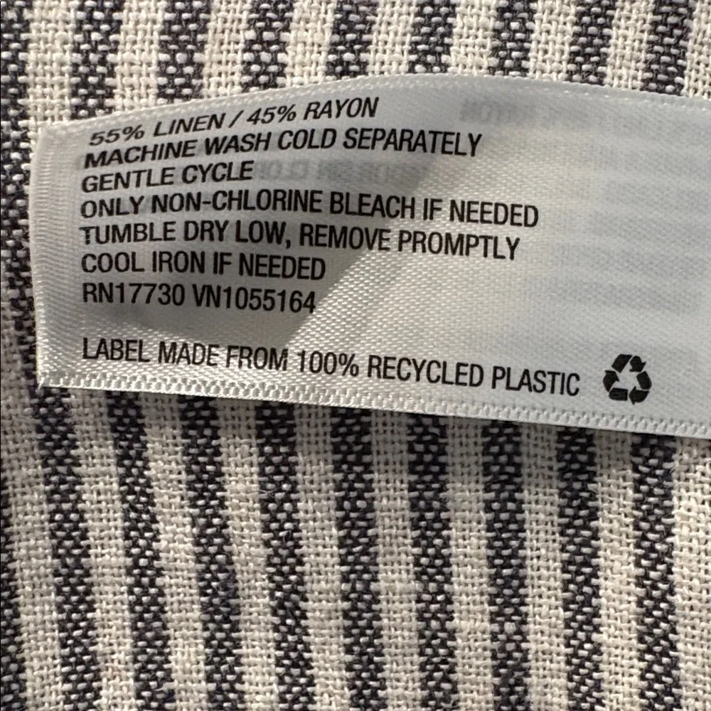 a new day Grey & White Striped Drawstring Chinos Linen Blend SZ M Quiet Luxury.